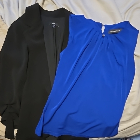 Bundle LOT Drew Blazer BLACK XS AND IVANKA TRUMP ROYAL BLU BLOUSE SLEEVELESS XS - Picture 1 of 6